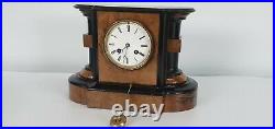 French Chiming Walnut and Ebony Mantle Clock