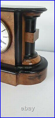 French Chiming Walnut and Ebony Mantle Clock