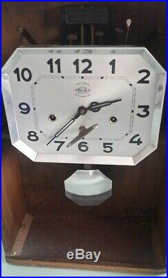 French Ornate Girod Westminster Chime Wall Clock With Key And Pendulum Works