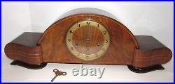 French Vedette Art Deco Inlaid Quarter Hour Westminster Chime Mantel Clock 8-Day