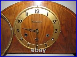 French Vedette Art Deco Inlaid Quarter Hour Westminster Chime Mantel Clock 8-Day