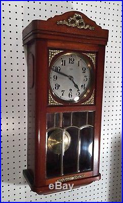 French Vedette Westminster Chime German Style Box Wall Regulator Clock