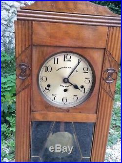 French Vintage WOODEN CHIME WALL CLOCK JURA VERITABLE WESTMINSTER 8 Tigs Artdeco