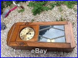 French Vintage WOODEN CHIME WALL CLOCK JURA VERITABLE WESTMINSTER 8 Tigs Artdeco