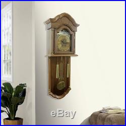 Full Grandfather Clock Wall Hanging Westminster Chime Wood Decor Furniture Oak