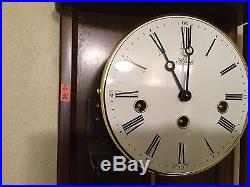 German Hermle Curved Glass Westminster Chime Wind Up Wall Clock 2002 Nos