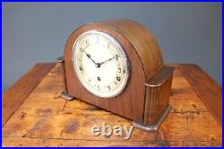 Garrard Mantle Clock Art Deco Oak Wood Westminster Chiming Working