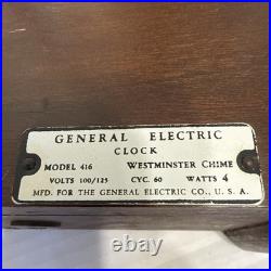 General Electric 416 Westminster Chime Mantel Clock Mahogany Mechanical Vintage
