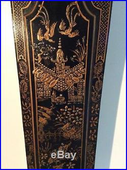 Georgian Chinoiserie Style Black Lacquered Westminster chimes Grandfather clock