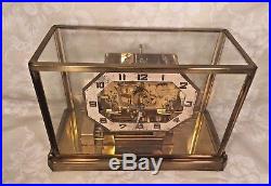 German Art Deco Chime Clock Glass Case Cuckoo Clock Co Westminster Chimes Runs