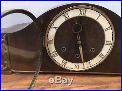 German Deco Mid Century Modern Westminster Chime Table Mantle Clock