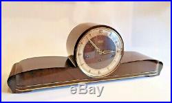 German HERMLE'Schwebe Anker' HIGH GLOSS 50's Mantel Clock Westminster chimes