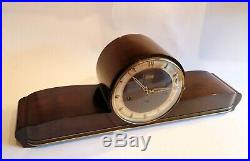 German HERMLE'Schwebe Anker' HIGH GLOSS 50's Mantel Clock Westminster chimes