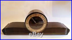 German HERMLE'Schwebe Anker' HIGH GLOSS 50's Mantel Clock Westminster chimes