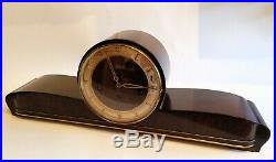 German HERMLE'Schwebe Anker' HIGH GLOSS 50's Mantel Clock Westminster chimes