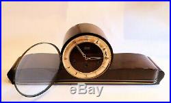 German HERMLE'Schwebe Anker' HIGH GLOSS 50's Mantel Clock Westminster chimes