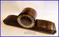 German HERMLE'Schwebe Anker' HIGH GLOSS 50's Mantel Clock Westminster chimes