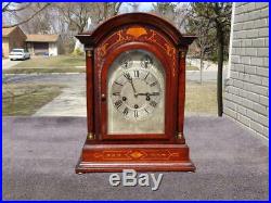 German Haas & Son Westminster Chime Large Shelf Mantle Clock Marquetry Inlay VGC