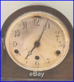 German Napoleon Hat Shape Oak Westminster Chimes Clock GWO 9H 16.5W 6D