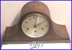 German Oak Napoleon Case Westminster Chimes Mantle Clock 9H 17W 6D