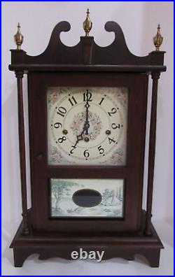 German Pillar and Scroll Quarter Hour Westminster Chime Clock 8-Day, Key-wind