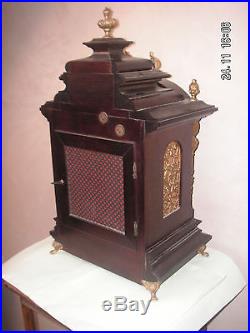 German Victorian gilt-metal mounted Mahogany Westminster Chime Mantle Clock 20H