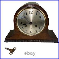 German Westminster Chime Tambour Humpback Harold 8 Day Mantel Shelf Table Clock