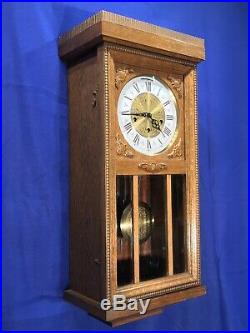 Germany TRIPLE Westminster Chime Oak CASE & Pendulum, Keywound Wall Clock