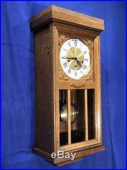 Germany TRIPLE Westminster Chime Oak CASE & Pendulum, Keywound Wall Clock