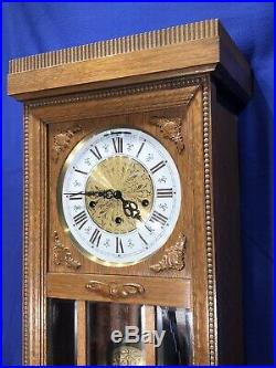 Germany TRIPLE Westminster Chime Oak CASE & Pendulum, Keywound Wall Clock