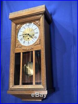 Germany TRIPLE Westminster Chime Oak CASE & Pendulum, Keywound Wall Clock