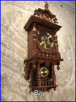 Germany TRIPLE Westminster Chime Walnut CASE &Pendulum, Keywound Wall Clock