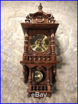 Germany TRIPLE Westminster Chime Walnut CASE &Pendulum, Keywound Wall Clock