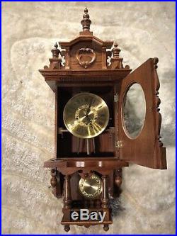 Germany TRIPLE Westminster Chime Walnut CASE &Pendulum, Keywound Wall Clock