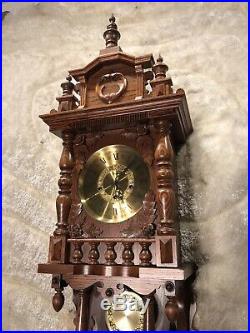 Germany TRIPLE Westminster Chime Walnut CASE &Pendulum, Keywound Wall Clock