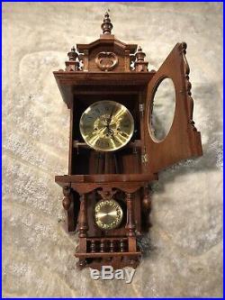 Germany TRIPLE Westminster Chime Walnut CASE &Pendulum, Keywound Wall Clock