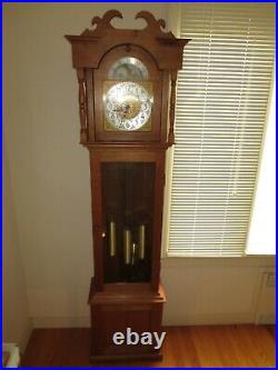 Grandfather Clock Walnut Handmade Local Craftsman Westminster chimes 1980