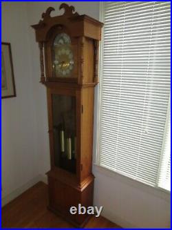 Grandfather Clock Walnut Handmade Local Craftsman Westminster chimes 1980