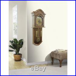 Grandfather Wall Clock Hanging Oak Wood Pendulum Westminster Chimes Home Decor