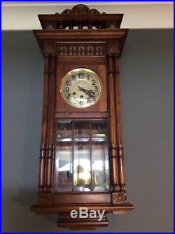 Gustav Becker Oak 8-Day wall clock with Westminster Chimes & 3 train movement