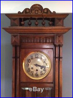 Gustav Becker Oak 8-Day wall clock with Westminster Chimes & 3 train movement