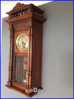 Gustav Becker Oak 8-Day wall clock with Westminster Chimes & 3 train movement