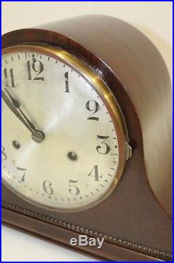 HAC Mahogany Vintage Art Deco Napoleon Hat Mantelpiece Clock Westminster Chimes