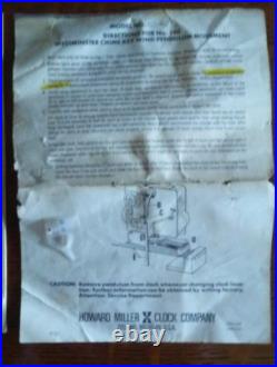 HOWARD MILLER Model #612-462 Westminster Chime Key Wind Pendulum Wall Clock
