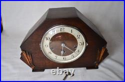Haller Foreign Art Deco Oak Cased Westminster Chime Mantel Clock Antique