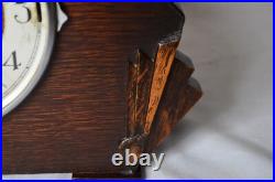 Haller Foreign Art Deco Oak Cased Westminster Chime Mantel Clock Antique