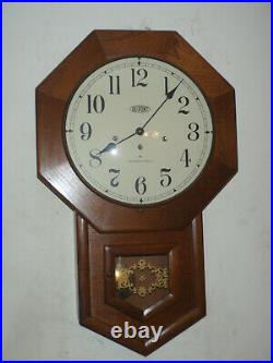 Hamilton Wall Clock 8 Day Key Wound Westminster Chime Walnut Case Beautiful