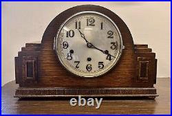 Handsome Art Deco German Haller Oak Westminster Chime Mantle Clock