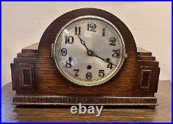 Handsome Art Deco German Haller Oak Westminster Chime Mantle Clock