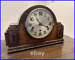 Handsome Art Deco German Haller Oak Westminster Chime Mantle Clock